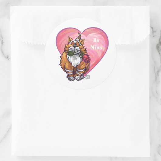 Ginger Cat Valentijnsdag Ronde Sticker (Tas)