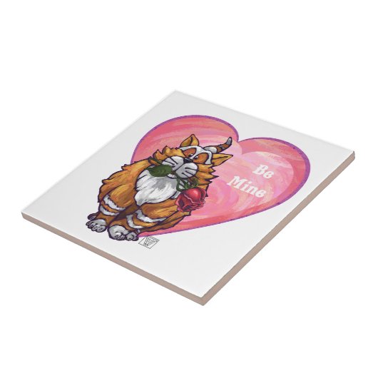 Ginger Cat Valentijnsdag Tegeltje (Zijkant)