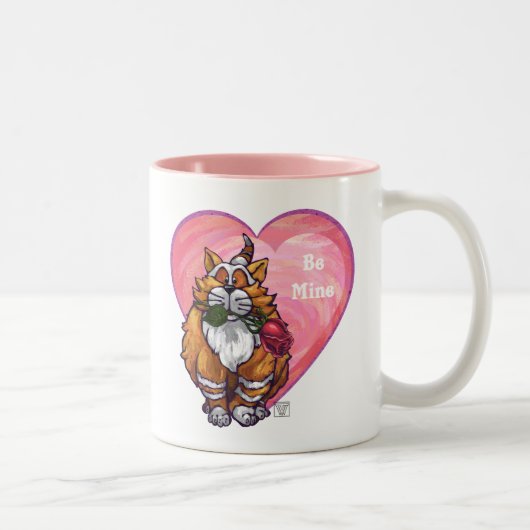 Ginger Cat Valentijnsdag Tweekleurige Koffiemok (Rechts)