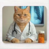 Ginger Cat Wearing a Doctor Lab Coat Muismat (Voorkant)