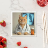 Ginger Cat Wearing a Doctor Lab Coat Servet (Insitu)