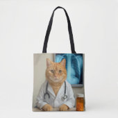 Ginger Cat Wearing a Doctor Lab Coat Tote Bag (Voorkant)