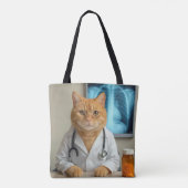 Ginger Cat Wearing a Doctor Lab Coat Tote Bag (Achterkant)