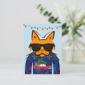 GINGER CAT WEARING CHRISTMAS SWEATER BRIEFKAARTEN (Staand voorkant)