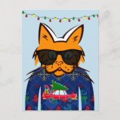 GINGER CAT WEARING CHRISTMAS SWEATER BRIEFKAARTEN (Voorkant)