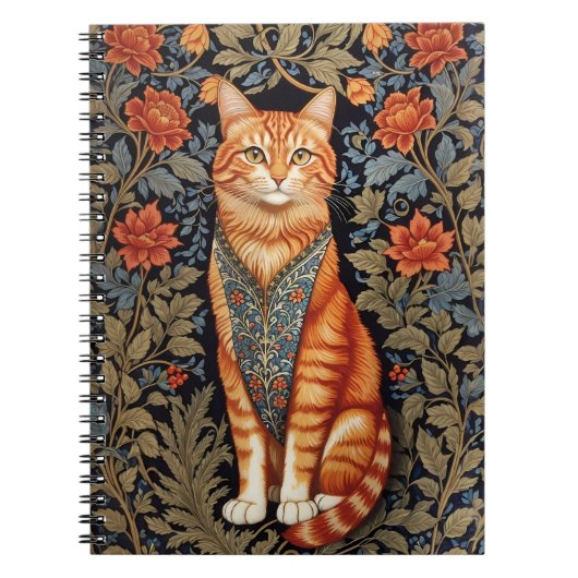 Ginger Cat William Morris geïnspireerd door bloeme Notitieboek (Voorkant)