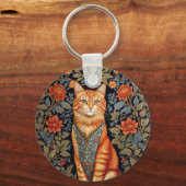 Ginger Cat William Morris geïnspireerd door bloeme Sleutelhanger (Voorkant)