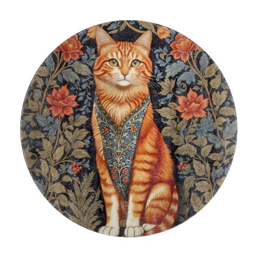 Ginger Cat William Morris geïnspireerd door bloeme Snijplank (Voorkant)