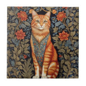 Ginger Cat William Morris geïnspireerd door bloeme Tegeltje (Voorkant)