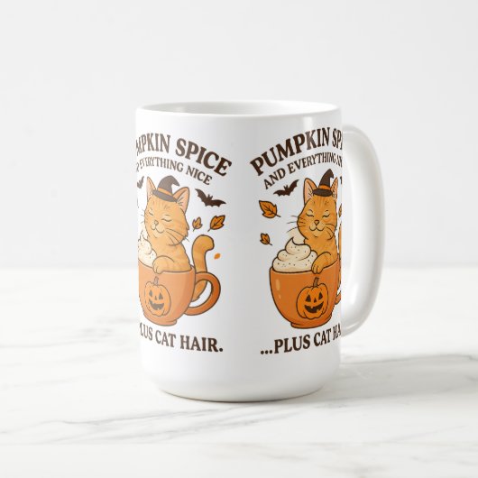 Ginger Cat Witch - Schattige Halloween-ontwerp met Koffiemok (Voorkant rechts)