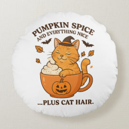 Ginger Cat Witch - Schattige Halloween-ontwerp met Rond Kussen