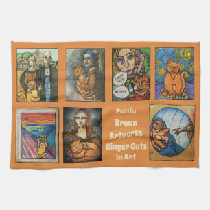 Ginger Cats in Art Theedoek