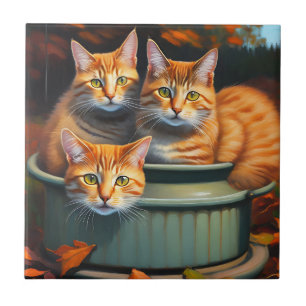 Ginger Cats Pot Planten, keramische Tegel Tegeltje