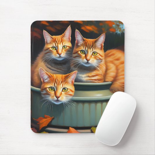 Ginger Cats Pot Planten, Mousepad Muismat (Met muis)