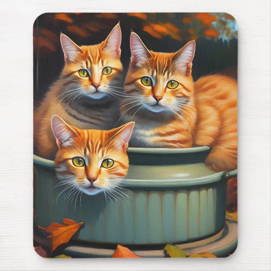 Ginger Cats Pot Planten, Mousepad Muismat (Voorkant)