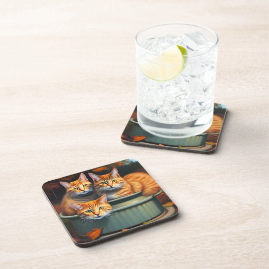 Ginger Cats Pot Planten, Six Hard Plastic Onderzet Bier Onderzetter (Rechterzijde)