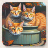Ginger Cats Pot Planten, Six Hard Plastic Onderzet Bier Onderzetter (Voorkant)