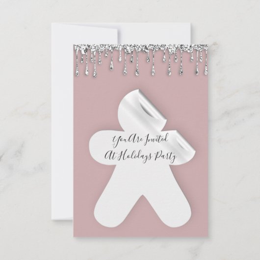Ginger Christmas Dinner Holidays Rose Silver Drips Kaart (Achterkant)