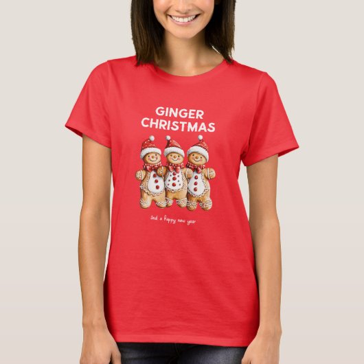 Ginger Christmas en een Happy New Year T-shirt (Voorkant)