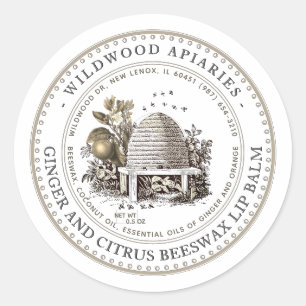 Ginger & Citrus Beeswax Lip Balm Skep Clas Ronde Sticker