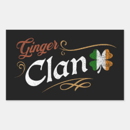 Ginger Clan Irish Heritage Shamrock Vintage Rechthoekige Sticker