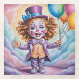 Ginger Clown Girl Balloons Glass Onderzetter Glazen Onderzetter