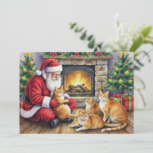 Ginger Coloured Cats Christmas Kaart (Staand voorkant)