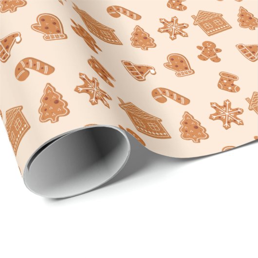 Ginger Cookie Pattern Gift Wrapping Paper Cadeaupapier (Rol Hoek)