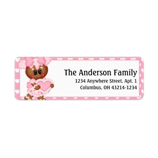 Ginger Cookie Valentijnsdag Adresetiketten d4 Etiket (Voorkant)