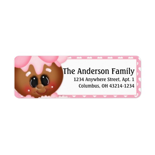 Ginger Cookie Valentijnsdag Adresetiketten d6 Etiket (Voorkant)