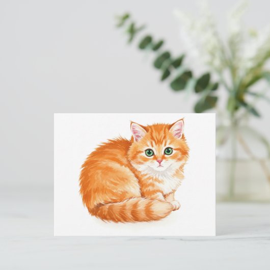 Ginger Cuddly Kitten Briefkaart (Staand voorkant)