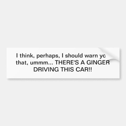 Ginger Drivers Bumpersticker (Voorkant)