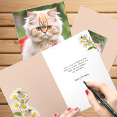 Ginger en Cream Tabby Kat in Rode Wagon Verjaardag Kaart