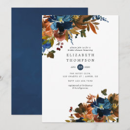 Ginger en Navy Bloemen Bruidsmeisjesfeest Kaart