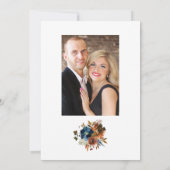 Ginger en Navy Bloemen Bruiloftsfoto Save The Date (Achterkant)