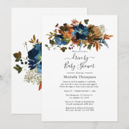 Ginger en Navy Bloemendrive-by Shower Kaart