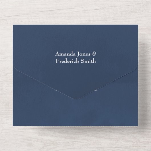 Ginger en Navy Floral Wedding All In One Uitnodiging (Achterkant)