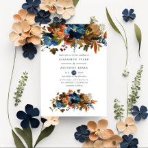 Ginger en Navy Floral Wedding