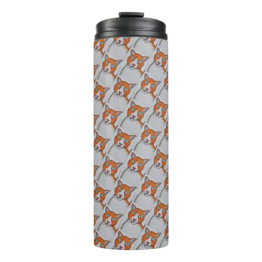 Ginger en witte kat thermische tumbler thermosbeker (Voorkant)