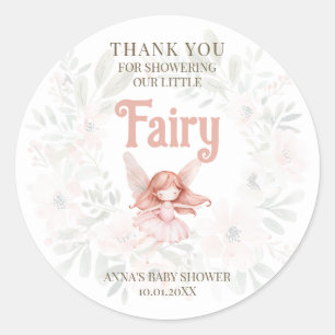 Ginger Fairy Baby shower Bedankt Ronde Sticker