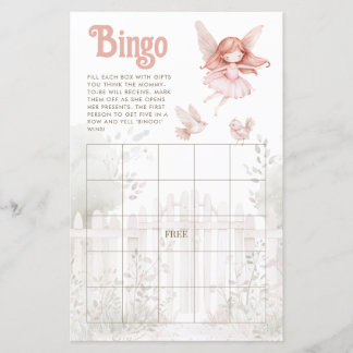Ginger Fairy Girl Baby shower Bingo Blad