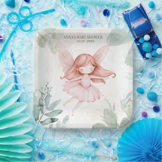 Ginger Fairy Girl Baby shower Papieren Bordje (Feest)