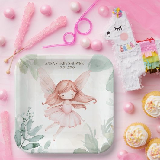Ginger Fairy Girl Baby shower Papieren Bordje (Feest)
