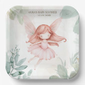 Ginger Fairy Girl Baby shower Papieren Bordje (Voorkant)