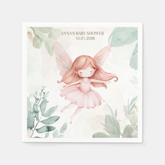 Ginger Fairy Girl Baby shower Servet (Voorkant)
