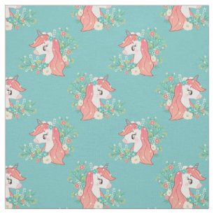  Ginger Floral Unicorn Patroon Stof