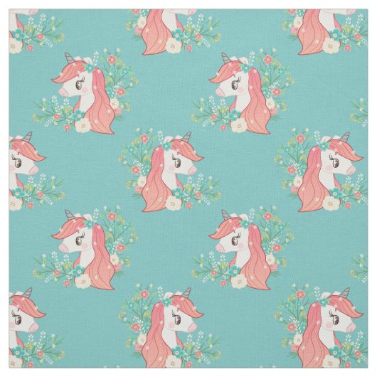  Ginger Floral Unicorn Patroon Stof (Swatch)