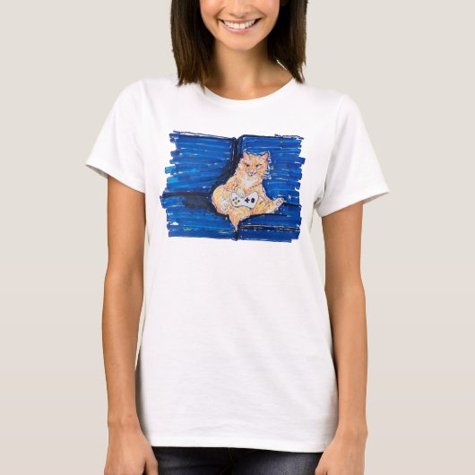 Ginger Gamer Cat T-shirt (Voorkant)