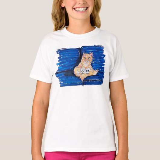 Ginger Gamer Cat T-shirt (Voorkant)