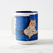 Ginger Gamer Cat Tweekleurige Koffiemok (Voorkant links)